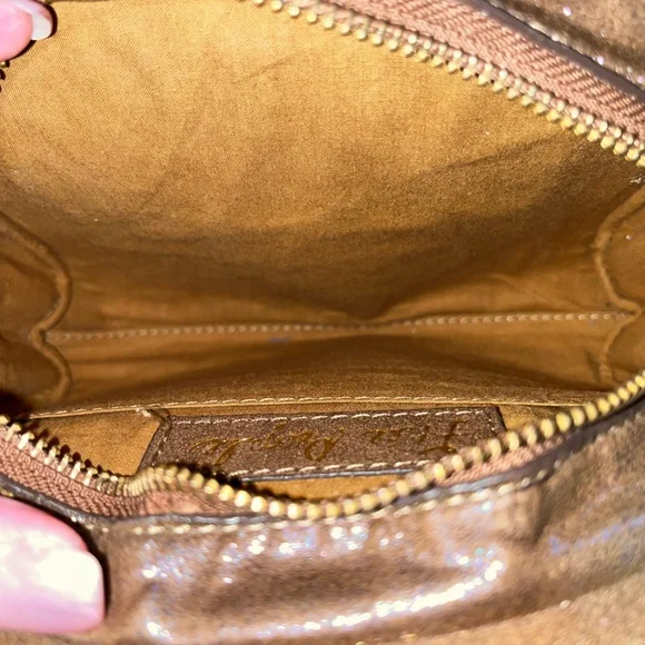 Free People crossbody purse brown metallic sparkly western country boho cowgirl - Picture 3 of 11